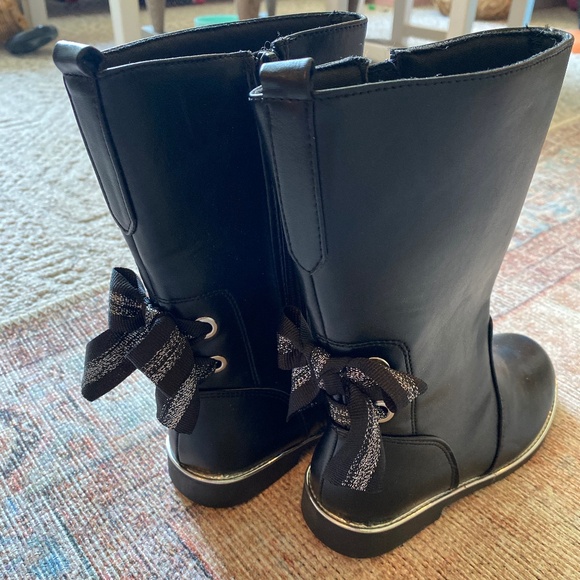 Olive & Edie Toddler Tall Black Boots w/ Bow Size 12 - Picture 1 of 2